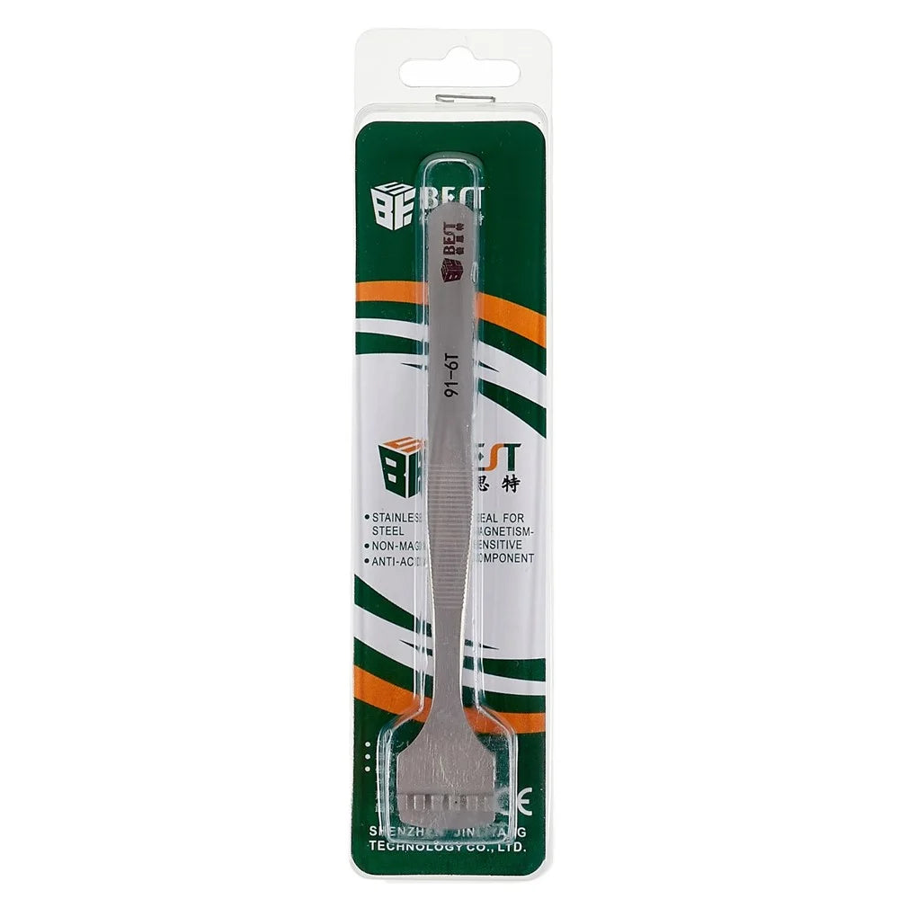 BEST BST-91-6T 2cm Tooth-shaped Anti-static Stainless Steel Crystal Wafer Tweezers Maintenance Tool Wafer Tip - 5