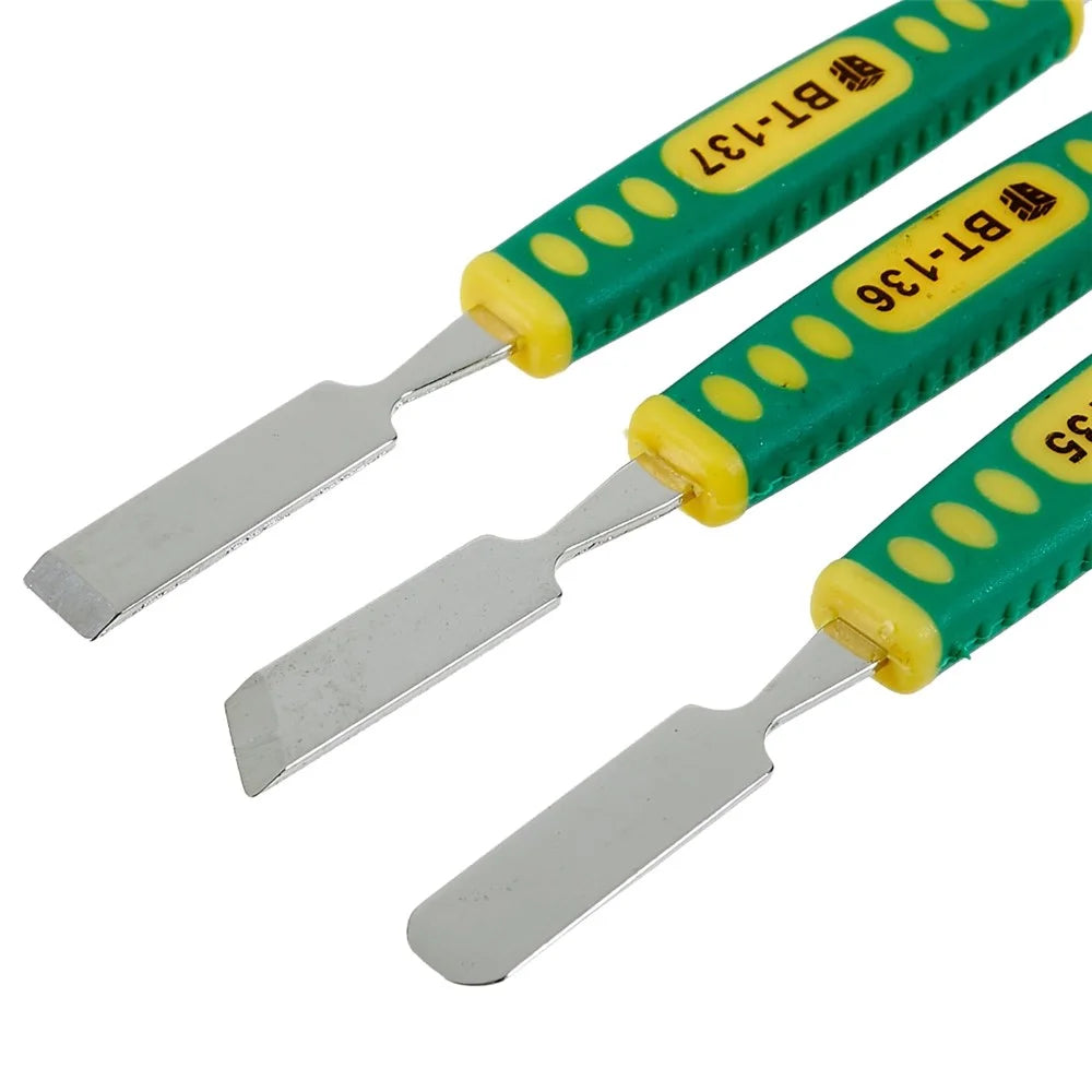 BEST 3Pcs / Set Metal Crowbar Phone Laptop Tablet Screen Opening Glue Removal Pry Tools with Plastic Handle - 3