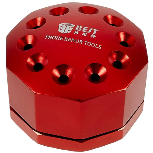 BEST BST-10S 10 Holes Screwdriver Tweezers Storage Rack Repair Tool Aluminum Alloy Rotating Storage Base - 1