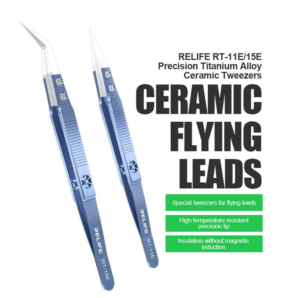 RELIFE RT Precision Ceramic Tweezers Titanium Alloy High Temperature Resistant Tweezers - RT-11E - 2