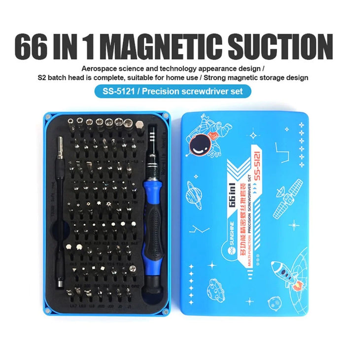 SUNSHINE SS-5121 66-in-1 Precision Screwdriver Set 64 Bits Magnetic Driver Kit Professional Electronics Repair Tool - 2