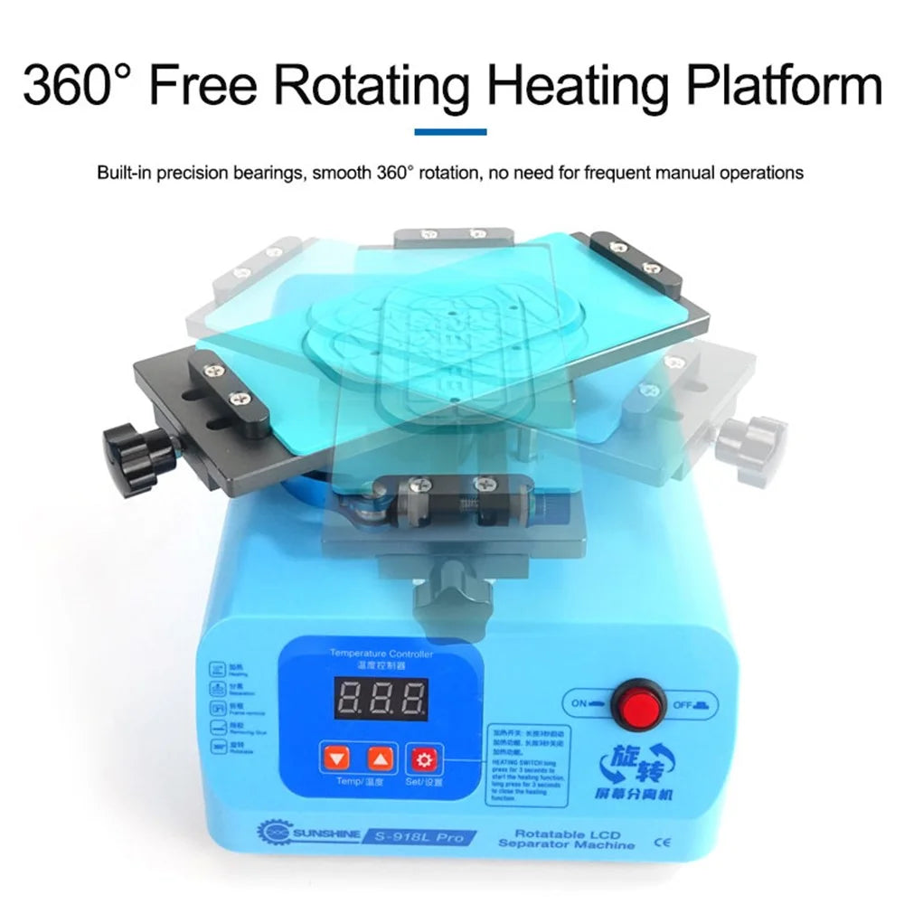 SUNSHINE S-918L Pro Rotary Screen Splitting Machine Mobile Phone LCD Screen Separator Machine - US Plug - 4