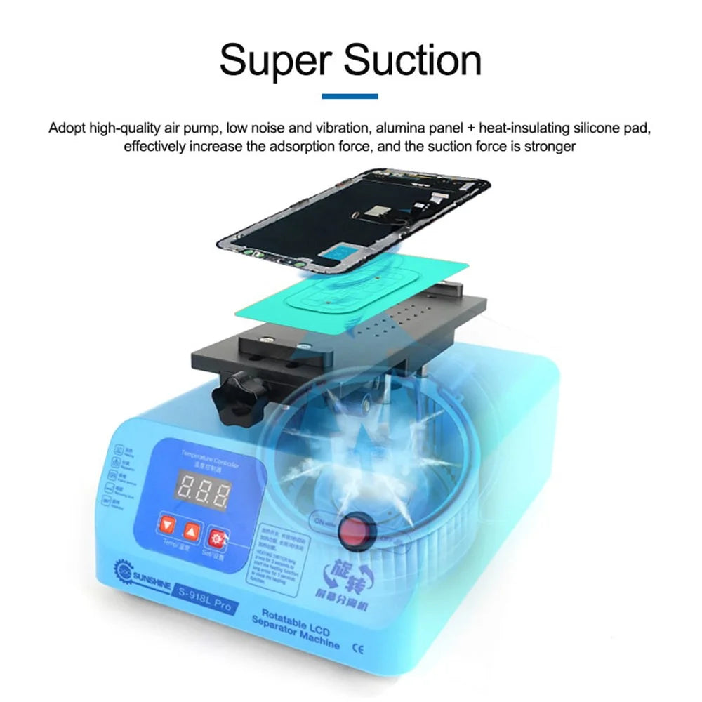 SUNSHINE S-918L Pro Rotary Screen Splitting Machine Mobile Phone LCD Screen Separator Machine - US Plug - 5
