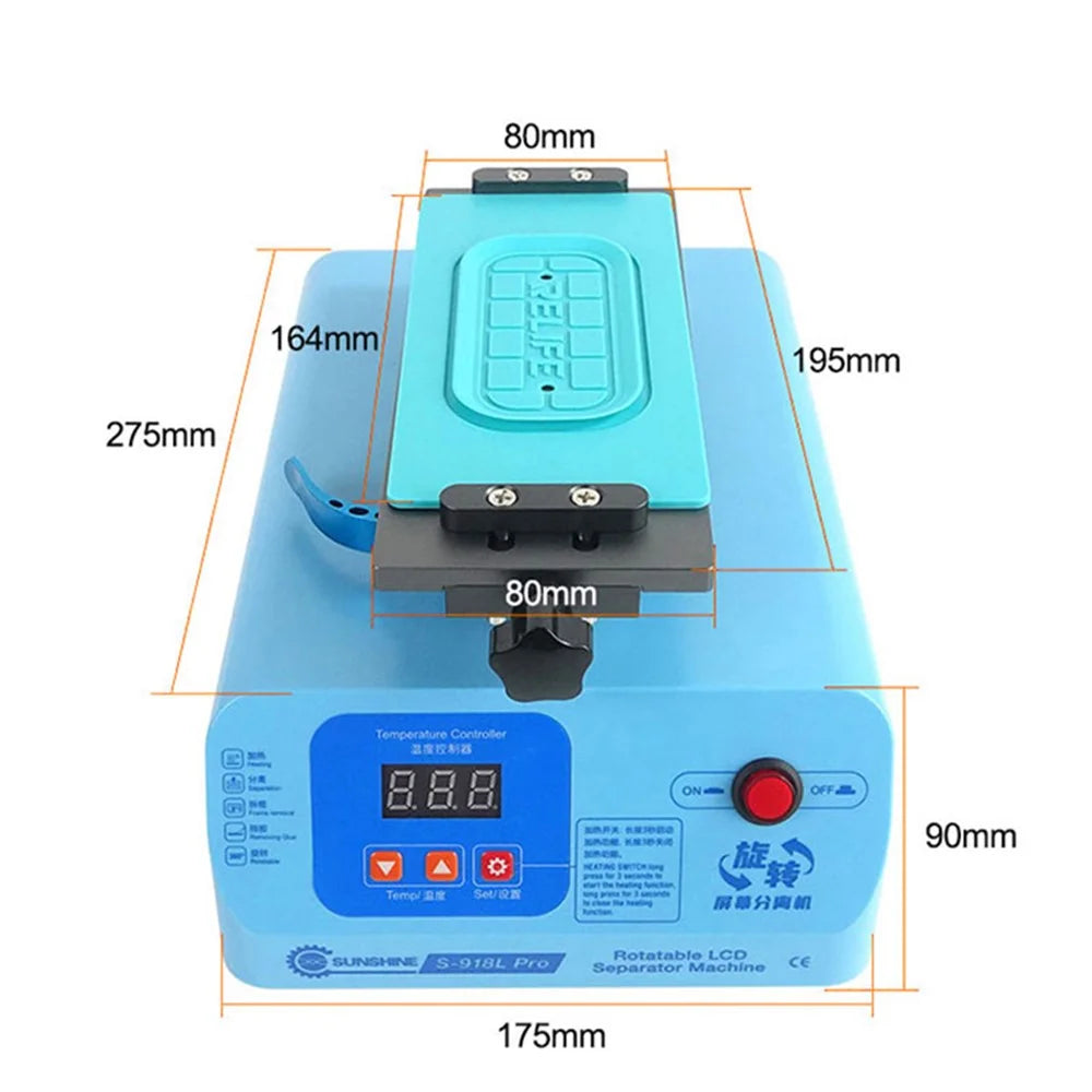 SUNSHINE S-918L Pro Rotary Screen Splitting Machine Mobile Phone LCD Screen Separator Machine - US Plug - 7