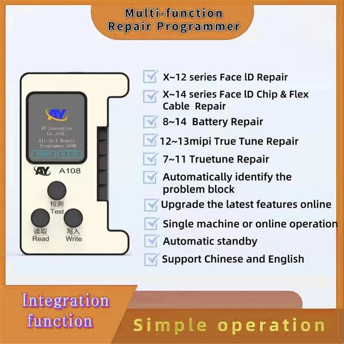 AY A108 Multi-function Repair Programmer Face ID Lattice Repair Module with Battery Repair Module for iPhone - 3
