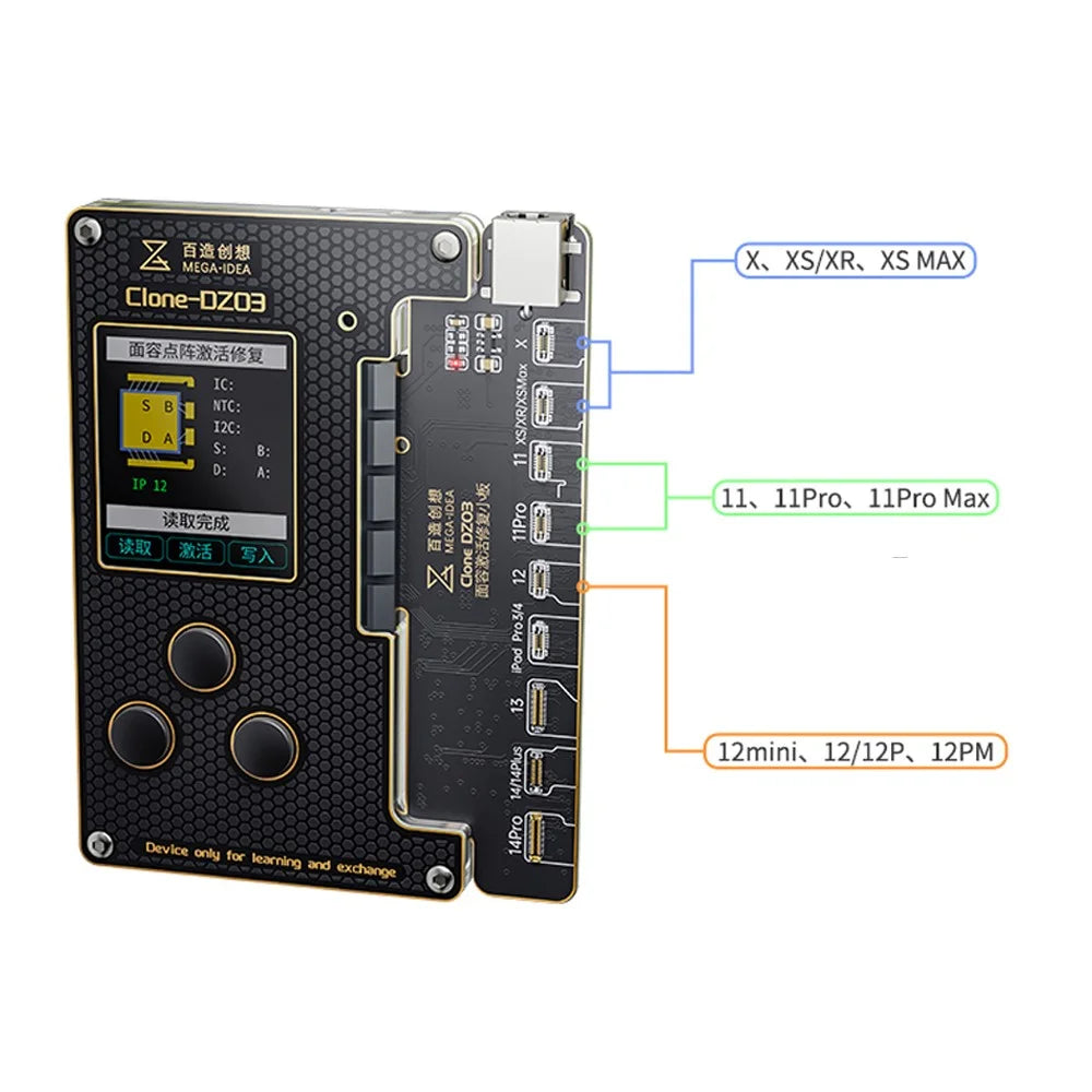 MEGA-IDEA Clone DZ03 No Disassembly Dot Matrix Repair Programmer for iPhone X-12 Mini Face ID Flex Cable Test Read Write - 3