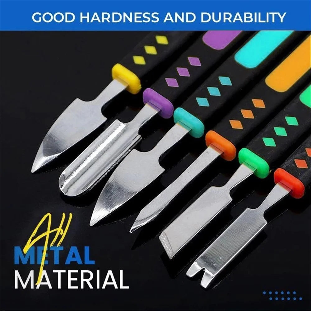 6Pcs / Set Metal Crowbar Phone Laptop Tablet Screen Opening Glue Removal Pry Tools Kit - 4