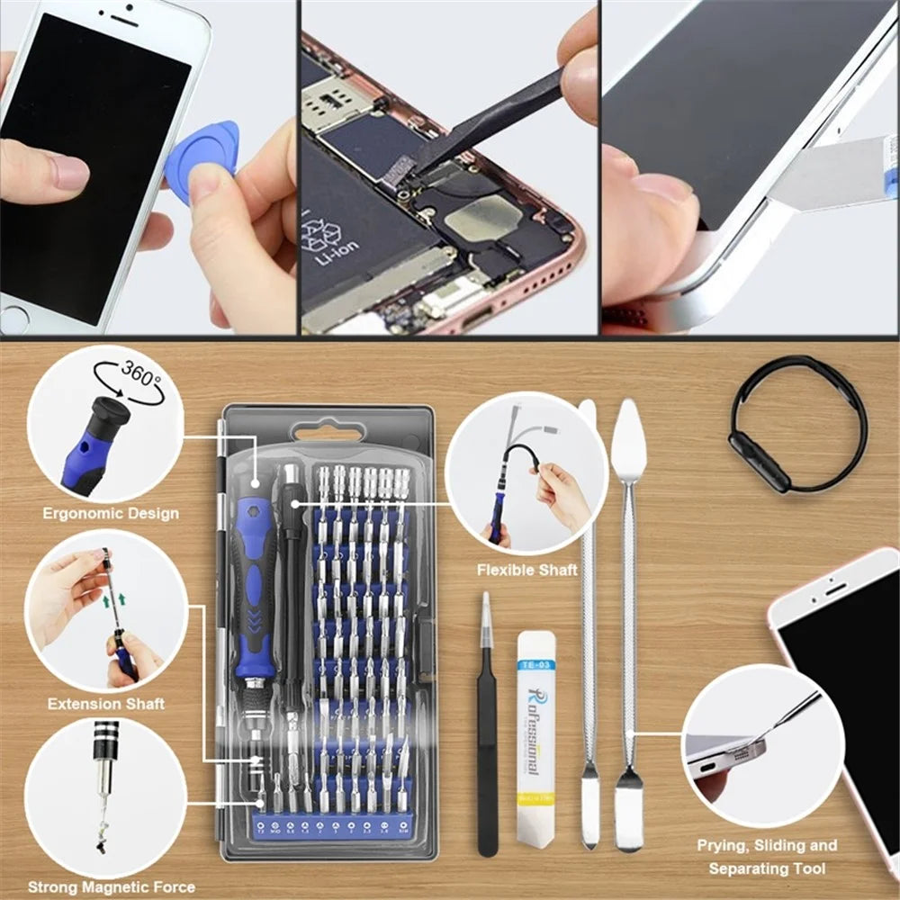 80-in-1 Precision Screwdriver Set 58-Bits Screw Driver Repair Tool Kit for Cell Phones, Cameras, Drones - 2