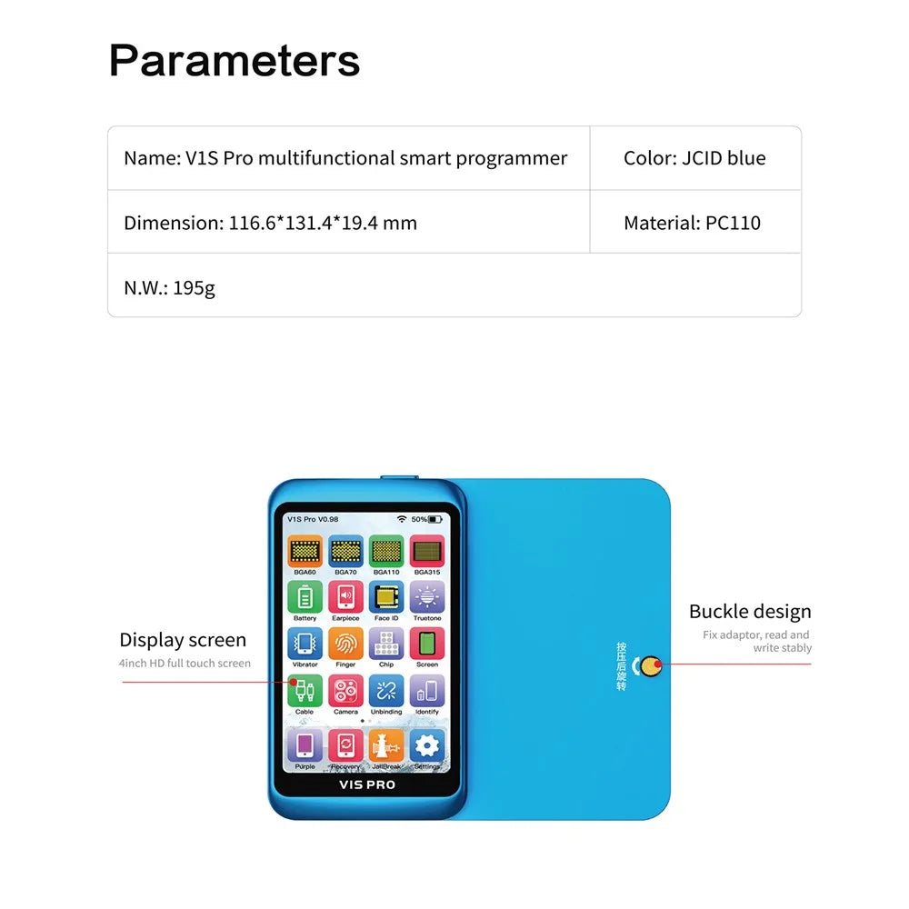 JC V1S Pro Programmer for Phone Screen Face ID Battery Nano Read Repair Multifunctional Programmer - 7