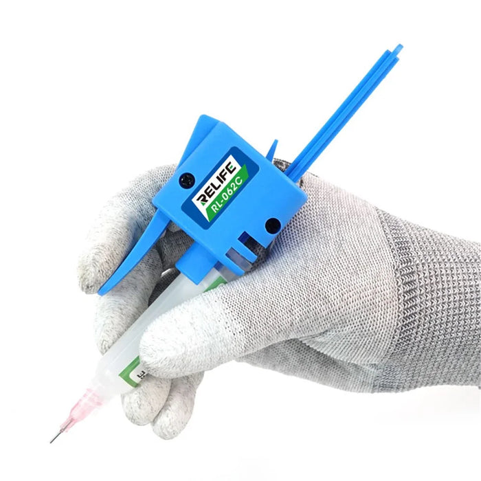 RELIFE RL-062C Manual Glue Gun with Needle Booster Handheld Glue Guns for 3-5CC Syringe Oil, Solder Paste - 2