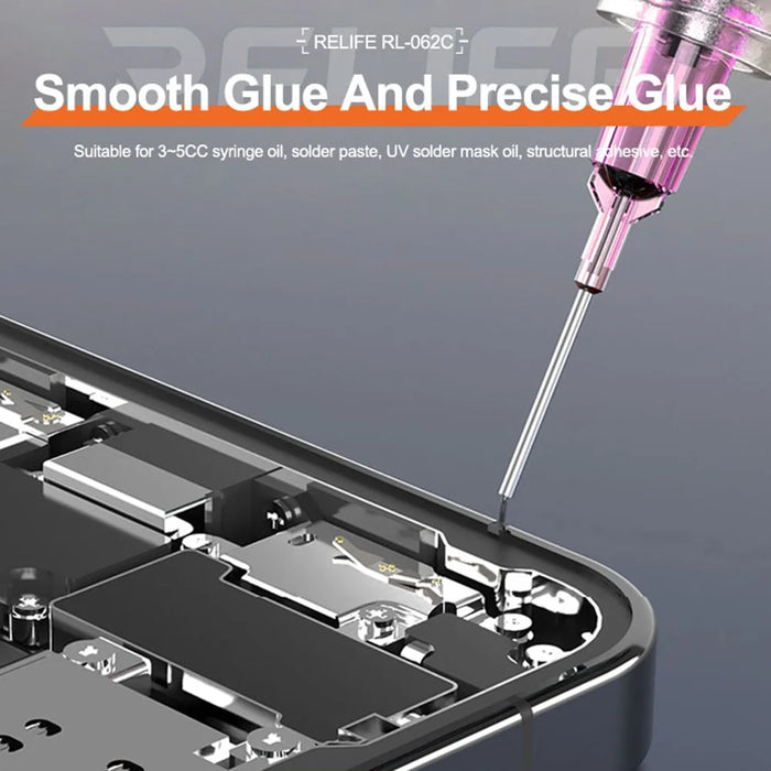 RELIFE RL-062C Manual Glue Gun with Needle Booster Handheld Glue Guns for 3-5CC Syringe Oil, Solder Paste - 3