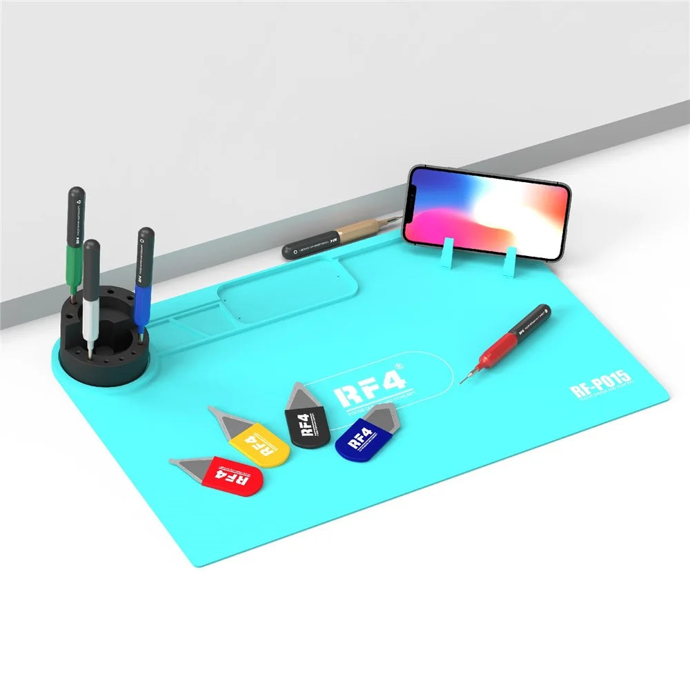 RF4 RF-PO15 Phone Repair Pad Silicone High Temperature Maintenance Mat with Storage Bracket for BGA Soldering Station - 2