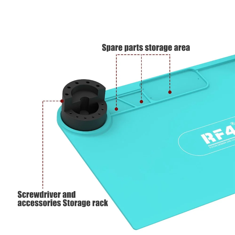 RF4 RF-PO15 Phone Repair Pad Silicone High Temperature Maintenance Mat with Storage Bracket for BGA Soldering Station - 5