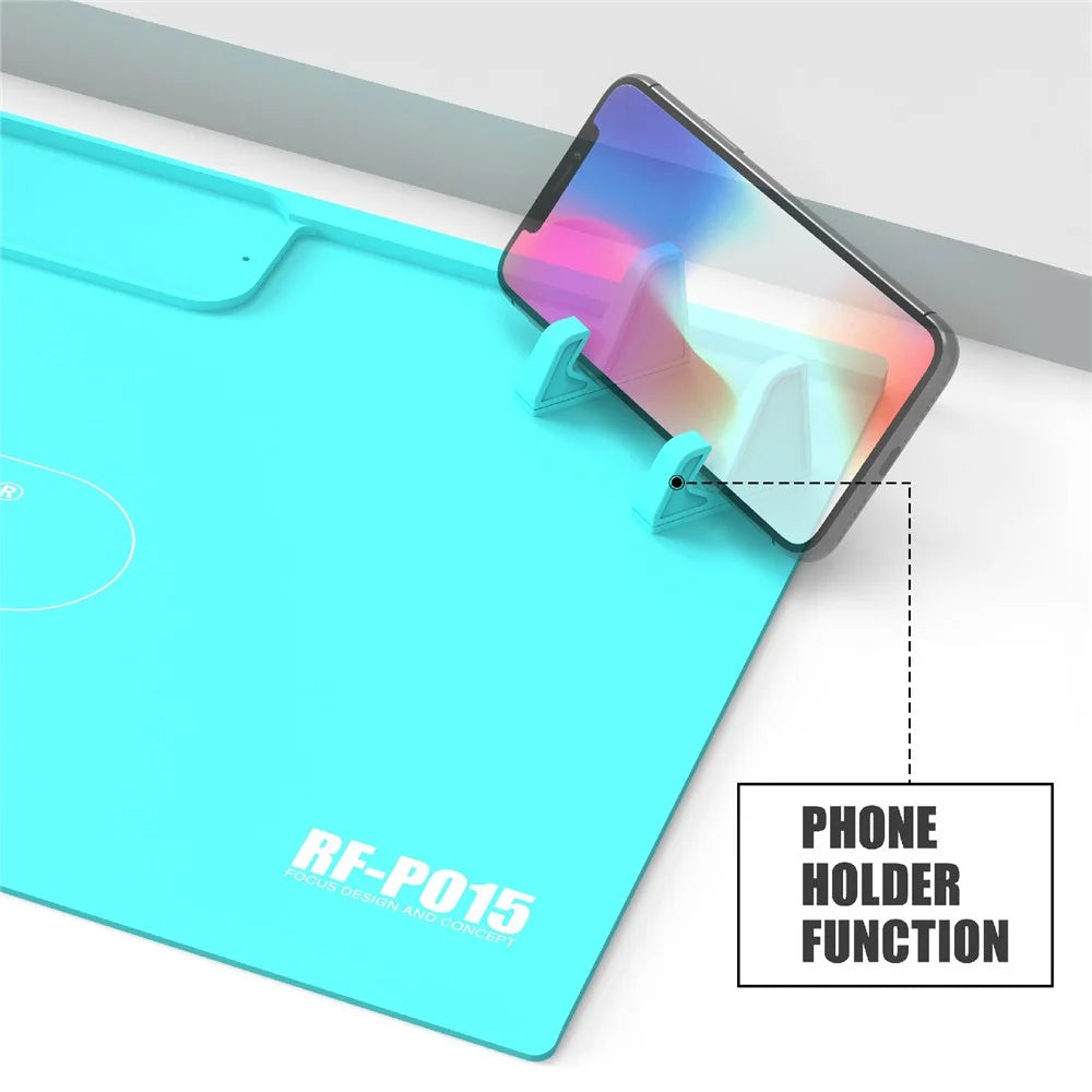 RF4 RF-PO15 Phone Repair Pad Silicone High Temperature Maintenance Mat with Storage Bracket for BGA Soldering Station - 6