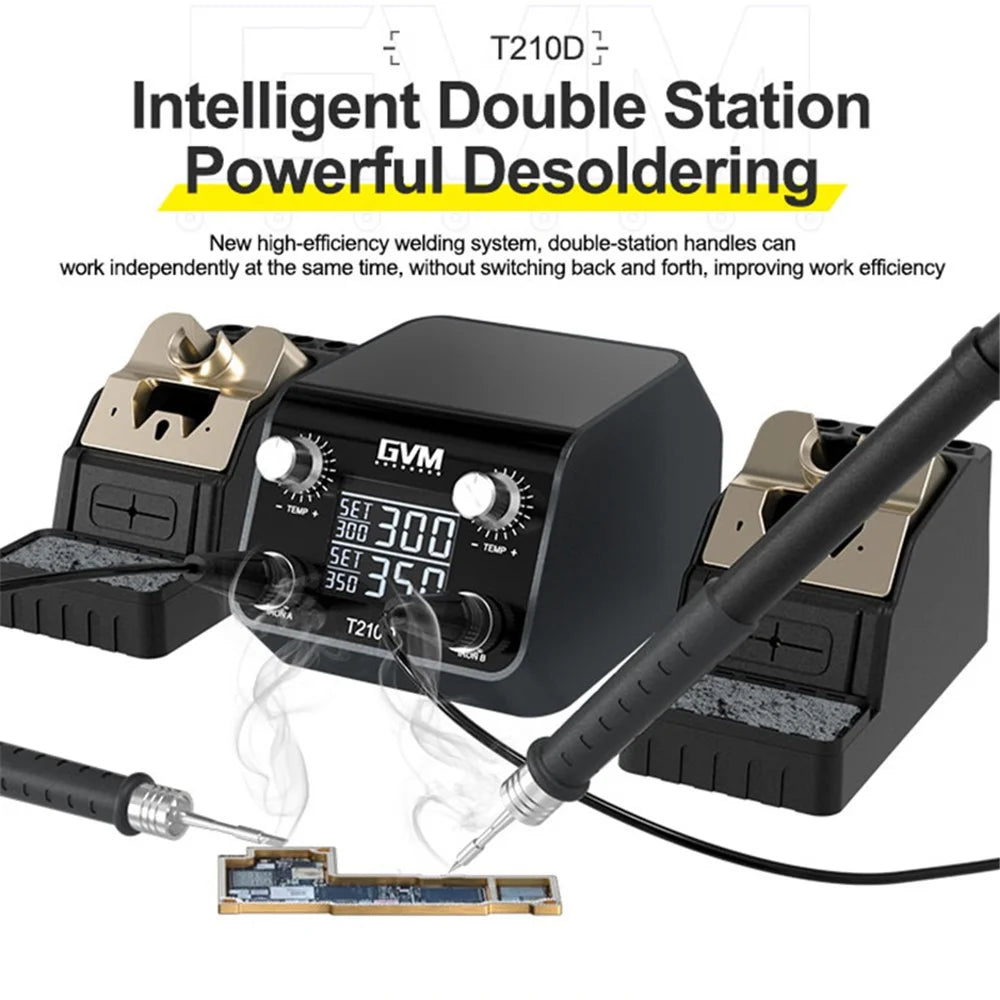 GVM T210D Double Welding Station Smart Sensor Sleep Thermostatic Digital Display Nano Soldering Station 110V / 220V - US Plug - 2