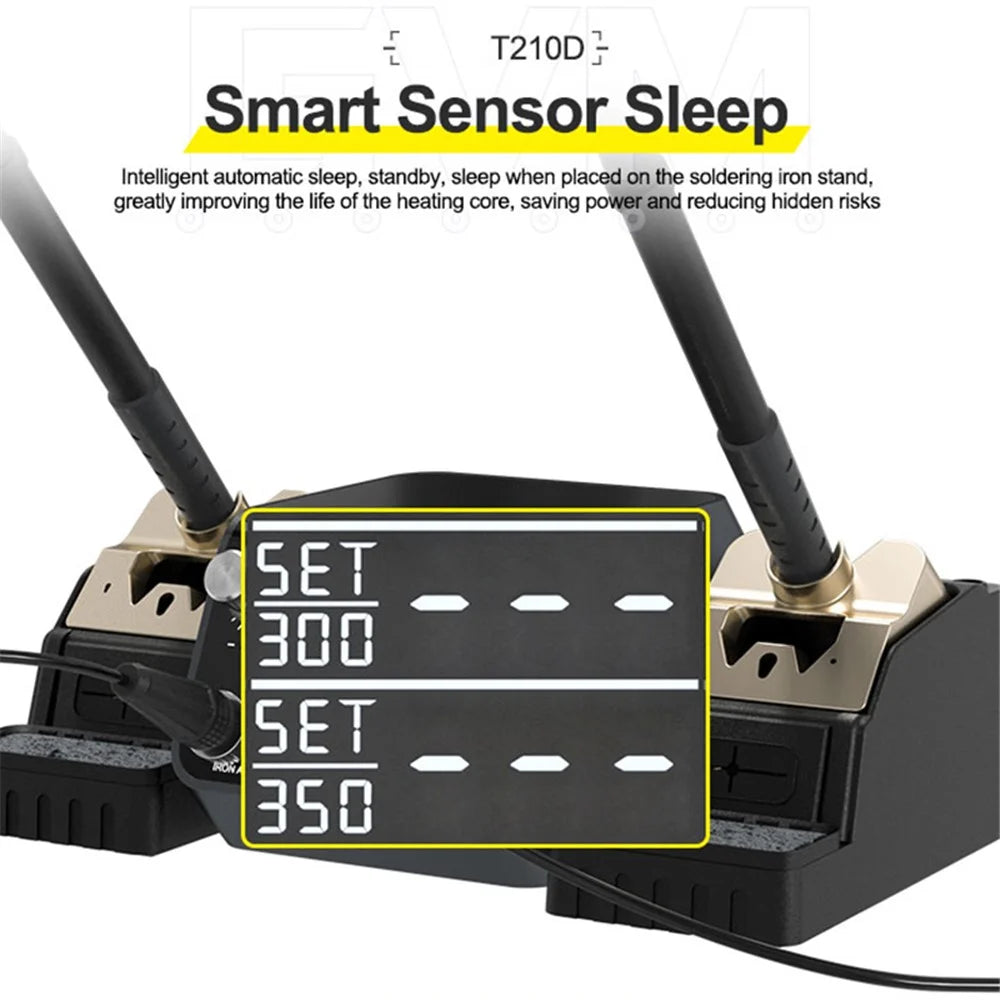 GVM T210D Double Welding Station Smart Sensor Sleep Thermostatic Digital Display Nano Soldering Station 110V / 220V - US Plug - 4