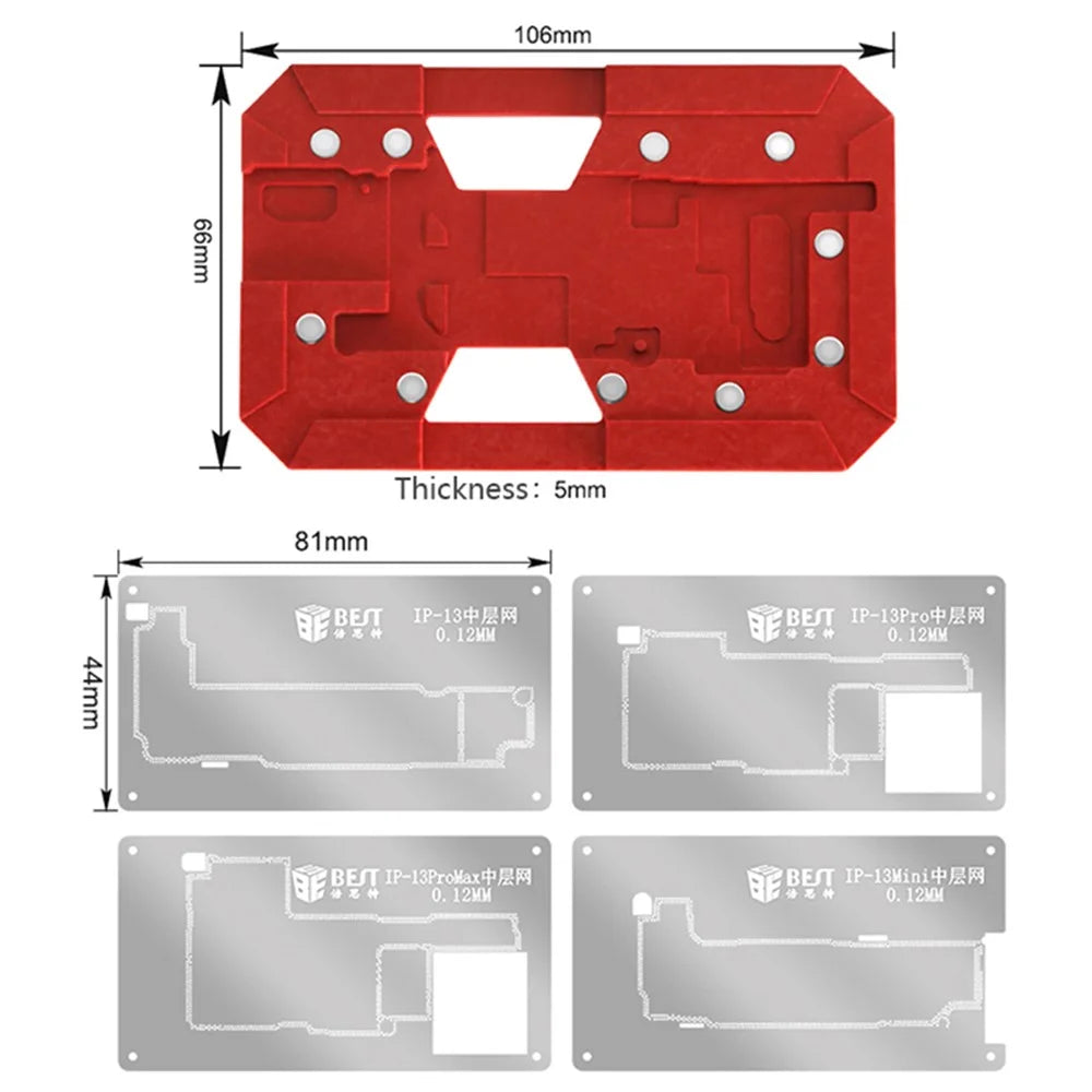 BEST BST-082 For iPhone 13 Series CPU Soldering Reballing Stencil Cell Phone Magnetic Tinning Plate - 6
