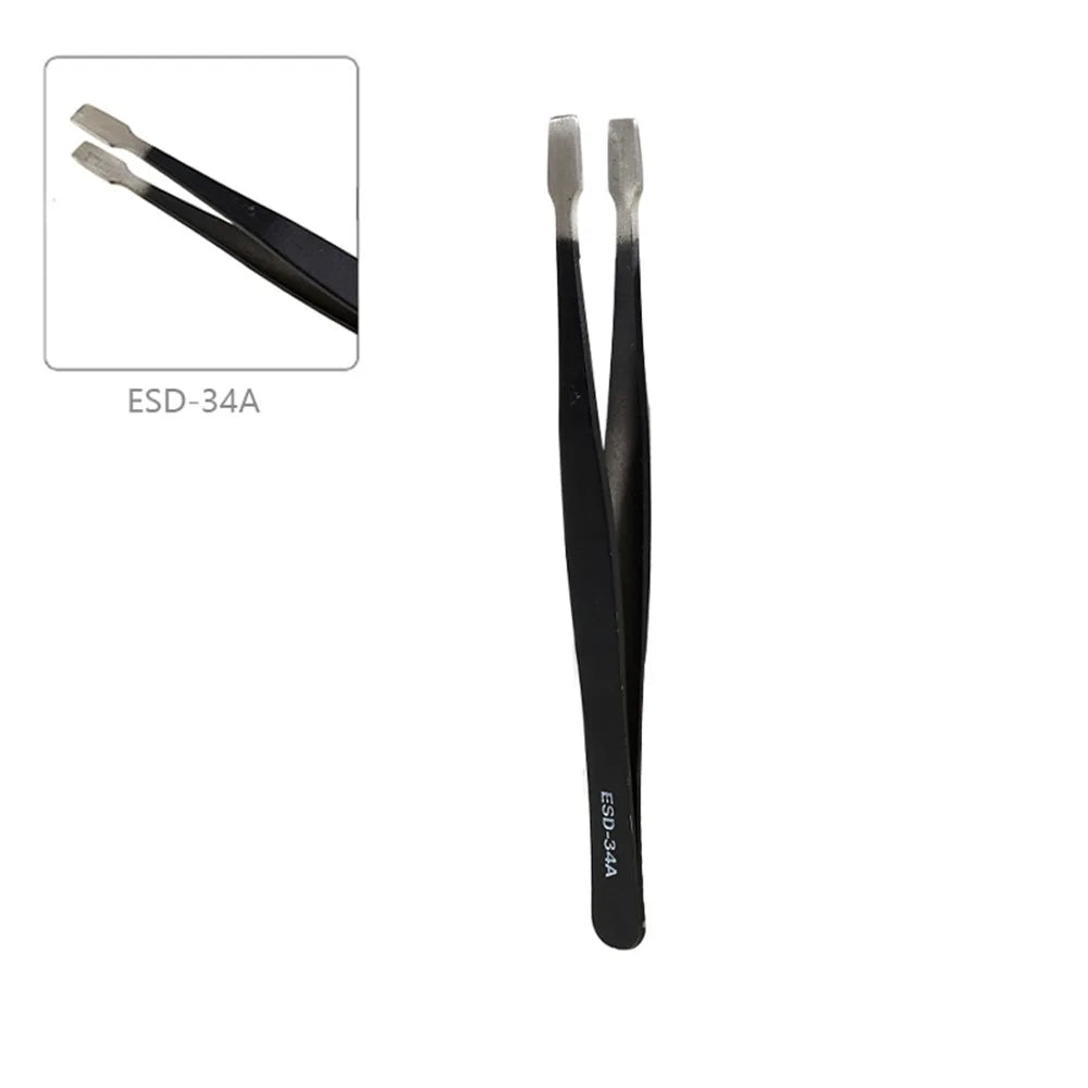 BEST 9Pcs Precision Tweezers Set Anti-Slip Metal Tweezers Kit Multi-Standard Tweezers for Lab, Electronics, Jewelry - 4