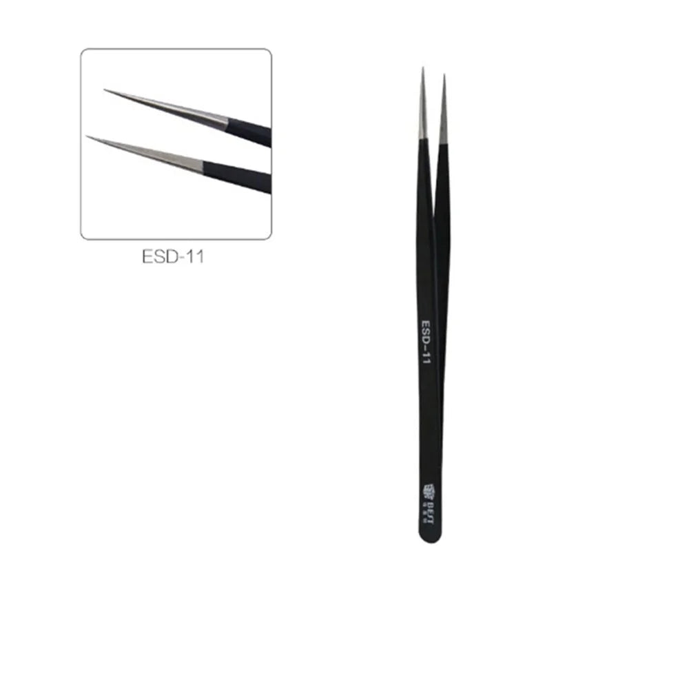 BEST 9Pcs Precision Tweezers Set Anti-Slip Metal Tweezers Kit Multi-Standard Tweezers for Lab, Electronics, Jewelry - 5
