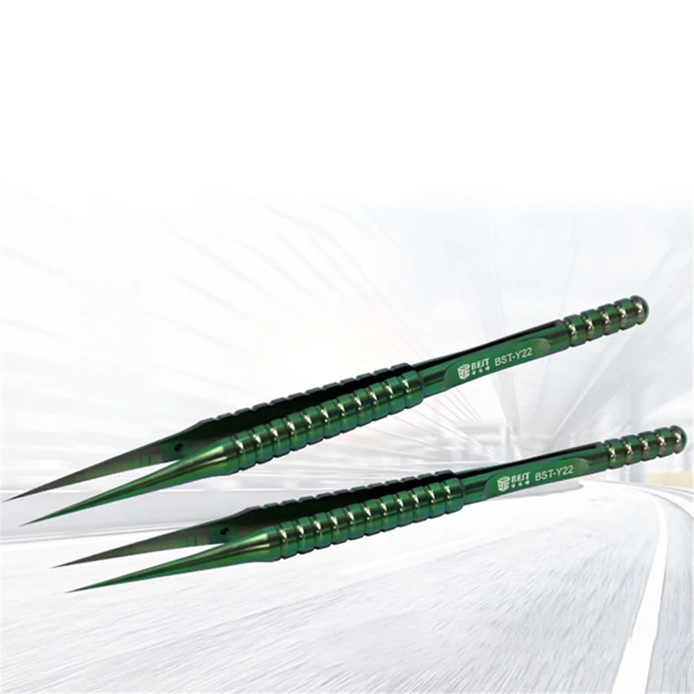 BEST BST-Y22 Titanium Alloy Fine Tip Straight Tweezers Electronic Device Repair Tool - 4