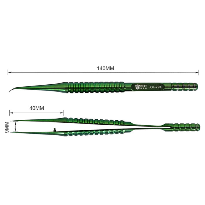BEST BST-Y23 Titanium Alloy Curved Fine Tip Tweezers Electronic Device Precision Repair Tool - 6