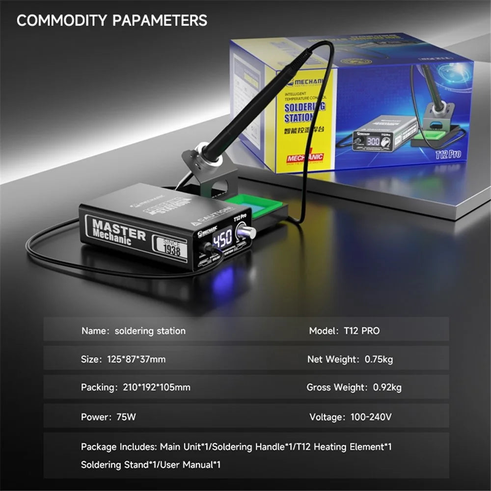 MECHANIC T12 Pro Soldering Station Intelligent Temperature Controller Anti-Static Electronics Repair Tool - EU Plug - 6