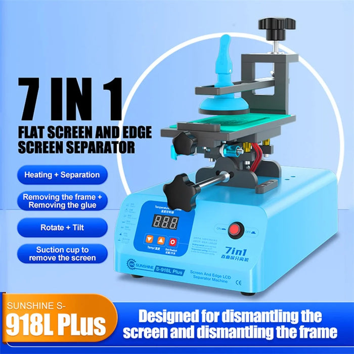 SUNSHINE S-918L Plus 7-in-1 Straight Curved Screen Separator 360-degree Mobile Phone Heating Separation Screen Repair Tool - UK Plug - 2