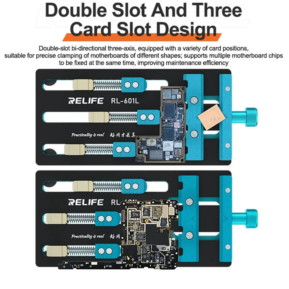 RELIFE RL-601F Universal Fixture Double-slot Three-axis PCB Removal Mainboard Welding IC Repair Clamping Tool - 4