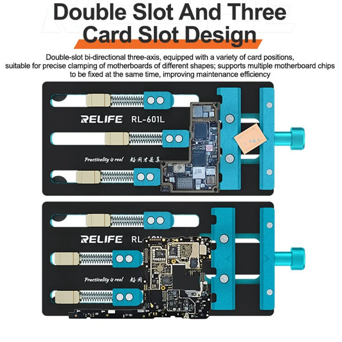 RELIFE RL-601F Universal Fixture Double-slot Three-axis PCB Removal Mainboard Welding IC Repair Clamping Tool - 4