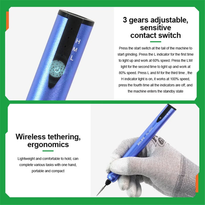 RELIFE RL-068C Electric Grinding Pen Intelligent Engraving Pen for Mobile Phone CPU IC Rust Remover Glue Tools - 5