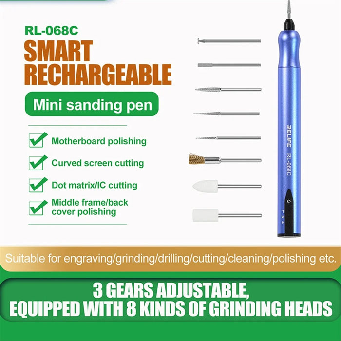 RELIFE RL-068C Electric Grinding Pen Intelligent Engraving Pen for Mobile Phone CPU IC Rust Remover Glue Tools - 6