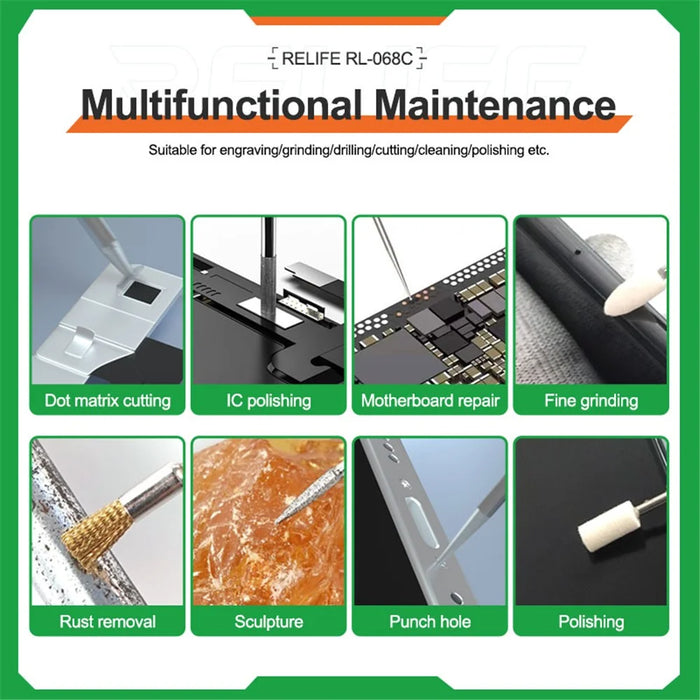 RELIFE RL-068C Electric Grinding Pen Intelligent Engraving Pen for Mobile Phone CPU IC Rust Remover Glue Tools - 7