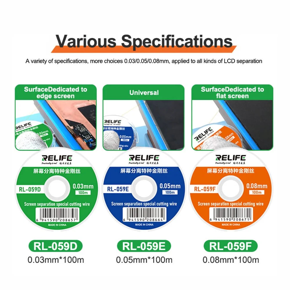 RELIFE RL-059 Plus 5 In 1 Screen Separation Cutting Wire Set Lightweight Diamond Wire Kit for LCD / OLED Screen - 4