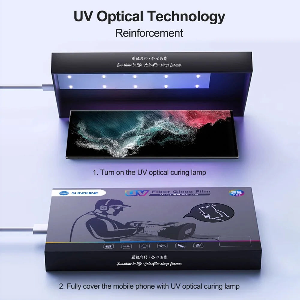 SUNSHINE SS-U300 25Pcs UV Fiber Glass Screen Protector PET Film with UV Curing Lamp (Work with SUNSHINE SS-890) - 5