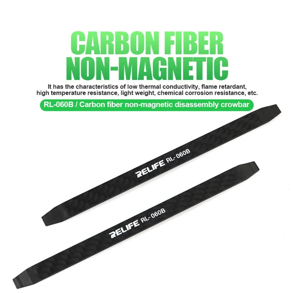 RELIFE RL-060B Carbon Fiber Non-magnetic Crowbar Tablet Phone Disassemble Pry Bar Repair Tool - 2