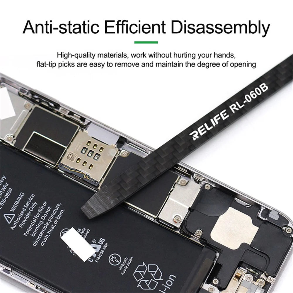 RELIFE RL-060B Carbon Fiber Non-magnetic Crowbar Tablet Phone Disassemble Pry Bar Repair Tool - 3