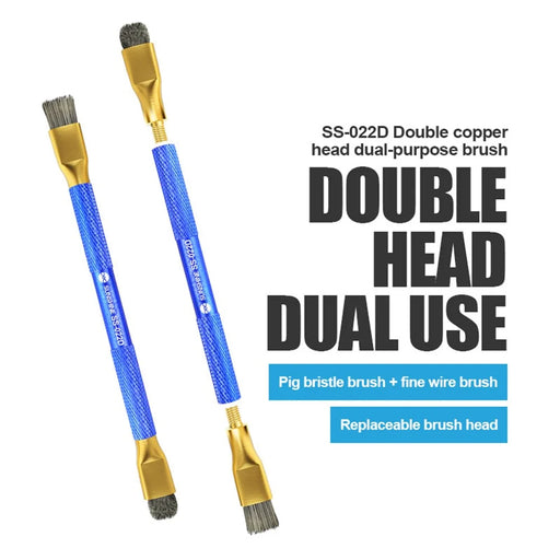 SUNSHINE SS-022D Double Copper Head Dual Purpose Brush Aluminum Alloy Non-Slip Handle Cleaning Brush - 2