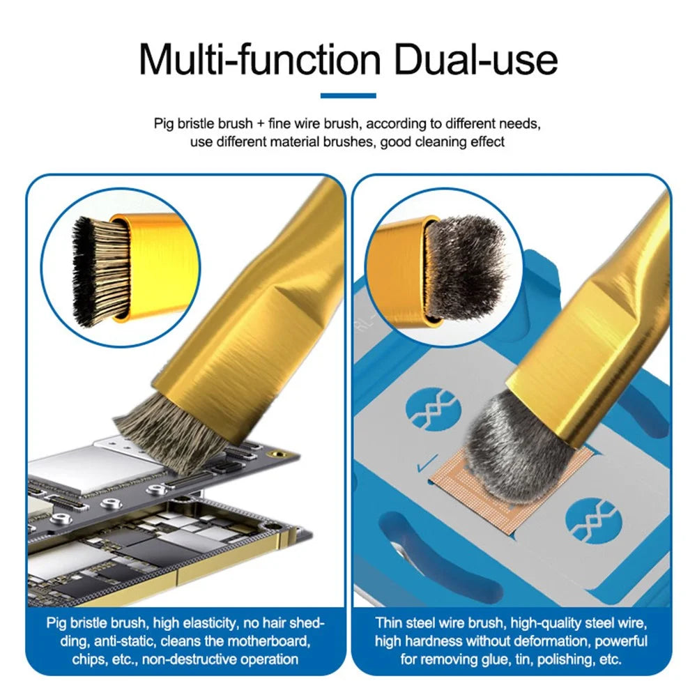 SUNSHINE SS-022D Double Copper Head Dual Purpose Brush Aluminum Alloy Non-Slip Handle Cleaning Brush - 5