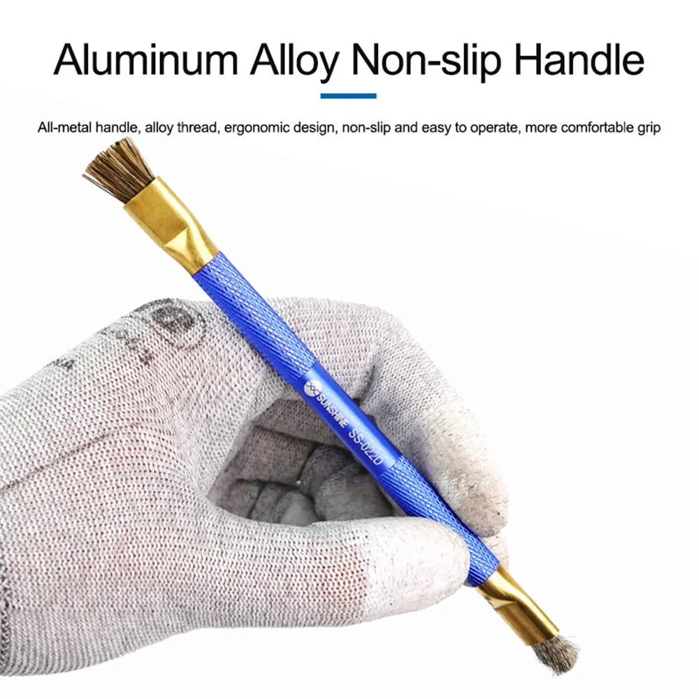 SUNSHINE SS-022D Double Copper Head Dual Purpose Brush Aluminum Alloy Non-Slip Handle Cleaning Brush - 6