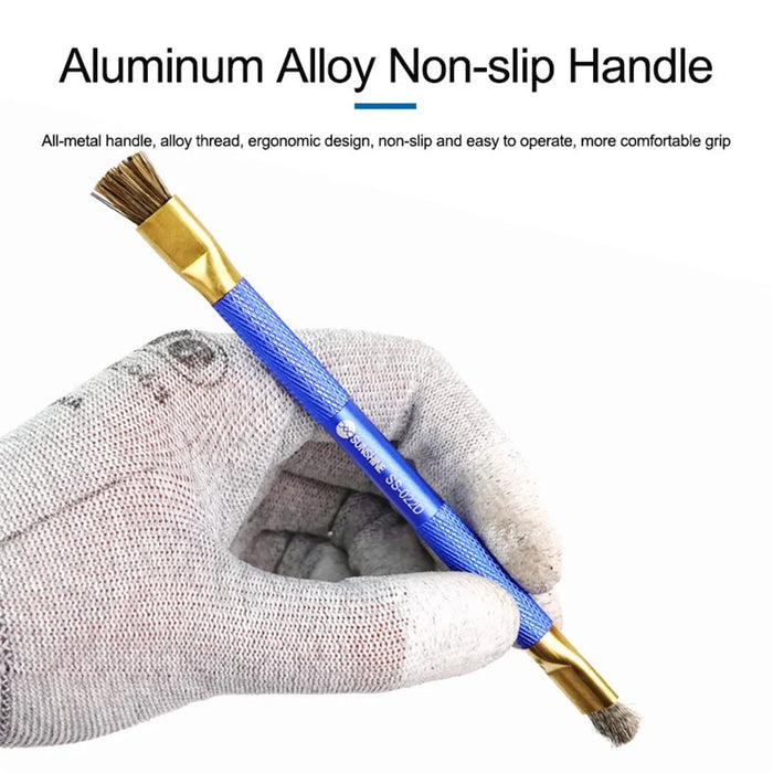 SUNSHINE SS-022D Double Copper Head Dual Purpose Brush Aluminum Alloy Non-Slip Handle Cleaning Brush - 6