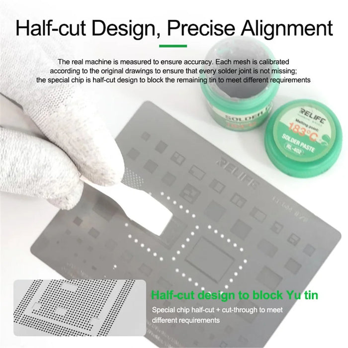 RELIFE RL-044 12Pcs IP Series CPU Integrated Steel Mesh Set iPhone 6-17 Series CPU Tin Planting Kit - 3