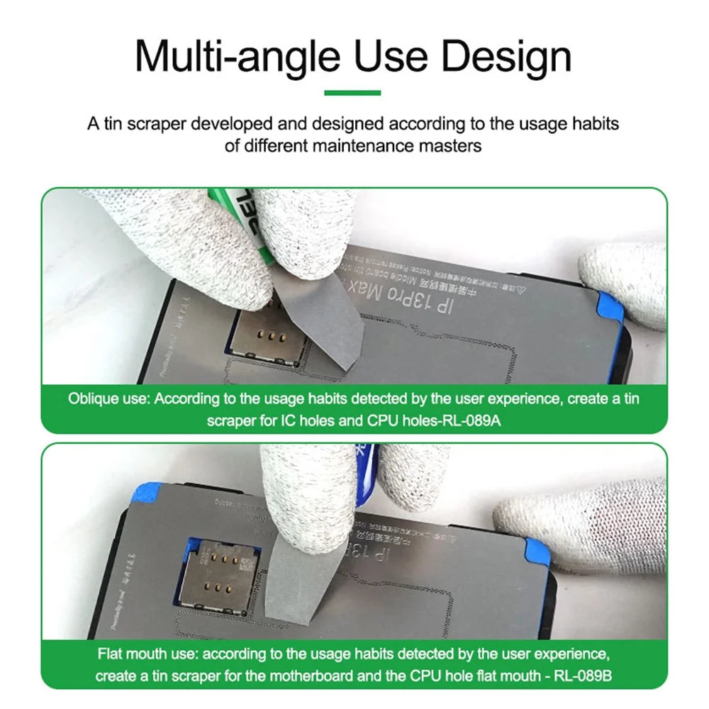 RELIFE RL-089 Non-Magnetic Tin Scraper Set Multi-Angle Design Portable Handle Scraper for Motherboard / CPU / IC - 3