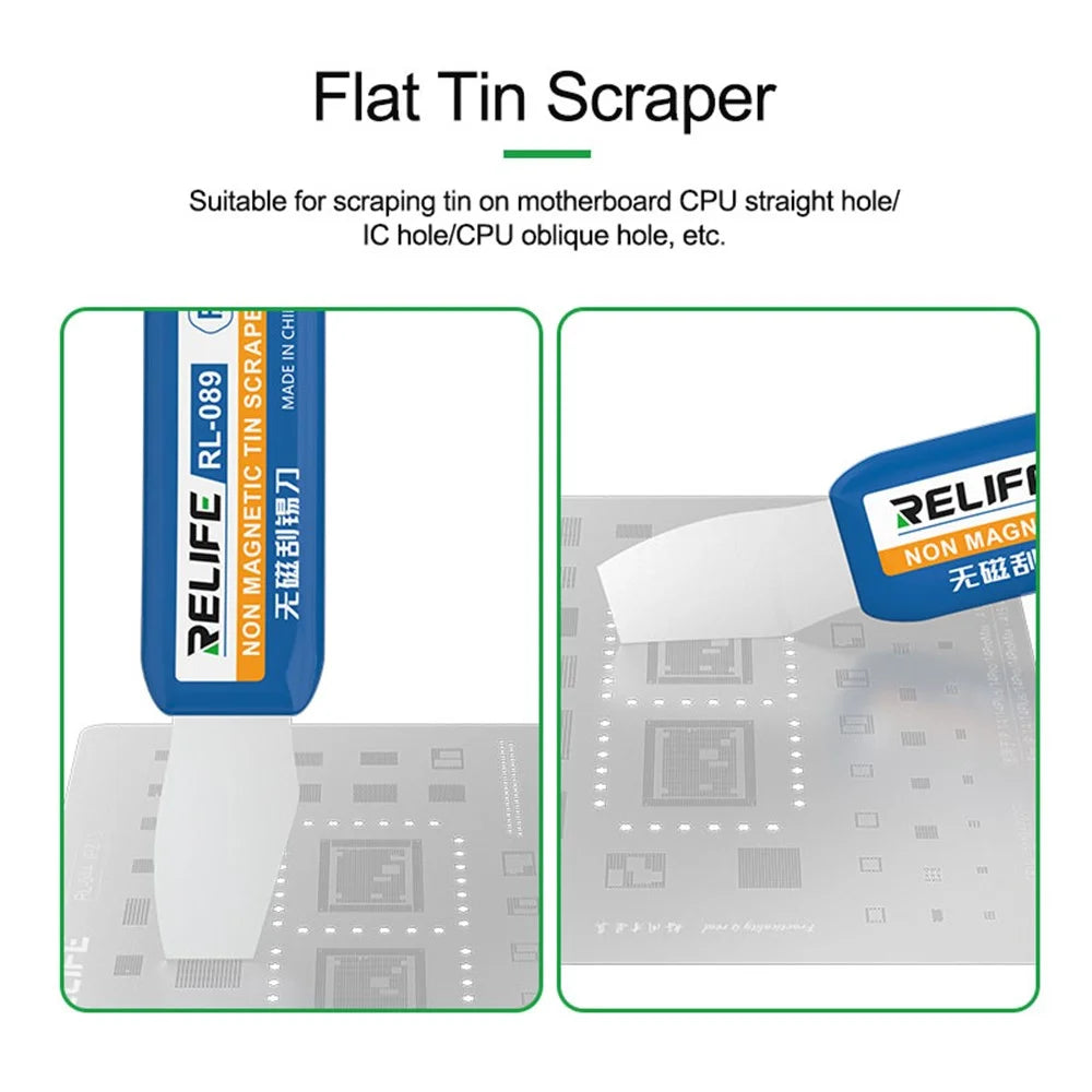 RELIFE RL-089 Non-Magnetic Tin Scraper Set Multi-Angle Design Portable Handle Scraper for Motherboard / CPU / IC - 5