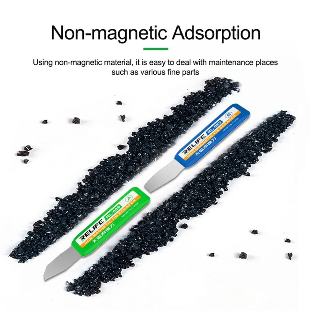 RELIFE RL-089 Non-Magnetic Tin Scraper Set Multi-Angle Design Portable Handle Scraper for Motherboard / CPU / IC - 6