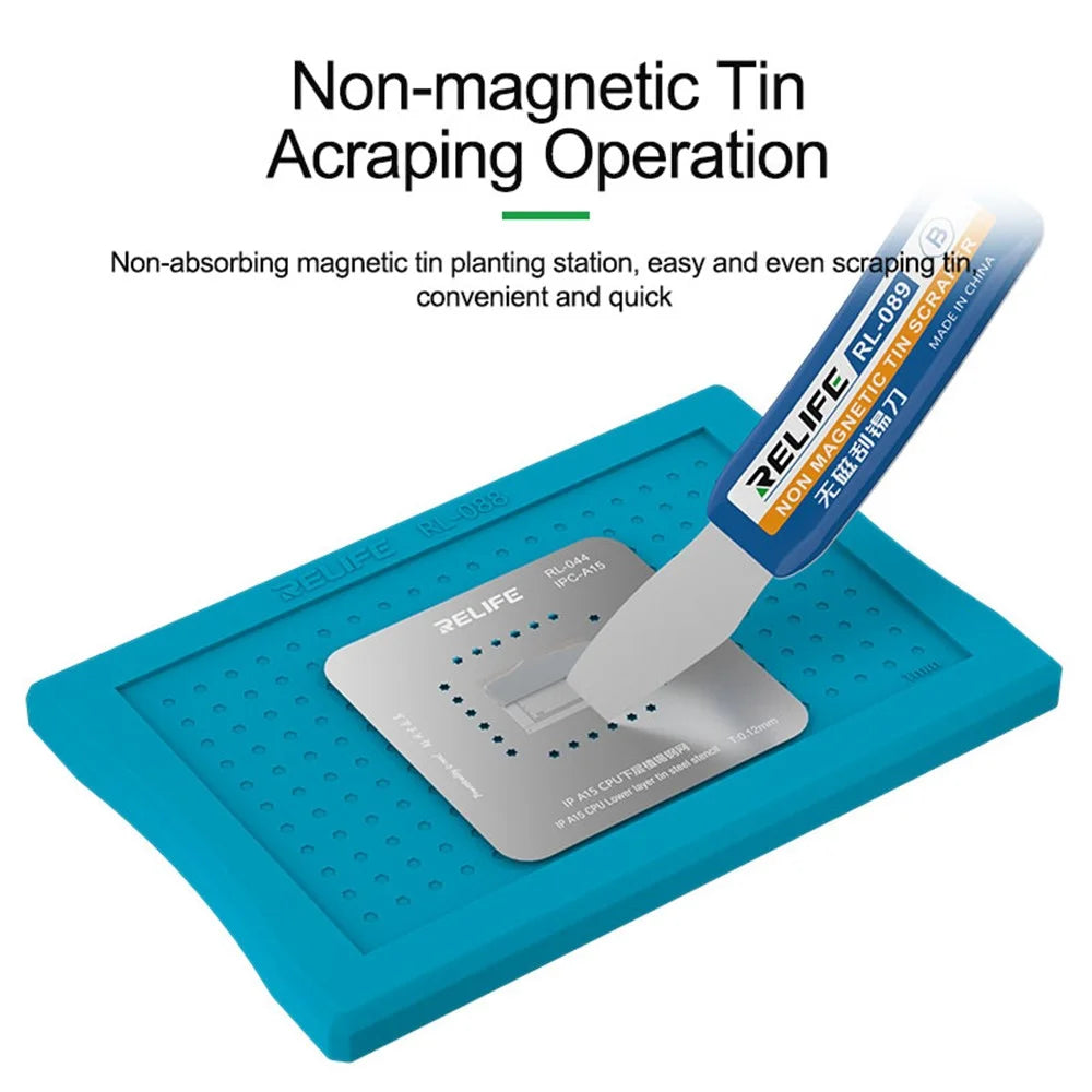 RELIFE RL-089 Non-Magnetic Tin Scraper Set Multi-Angle Design Portable Handle Scraper for Motherboard / CPU / IC - 7
