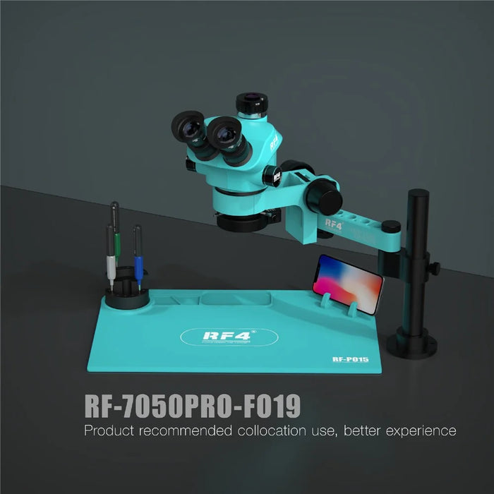 RF4 RF-7050PRO-FO19 Triocular Microscope 7X-50X Magnification Knob Phone Electronic Component Repair - 2