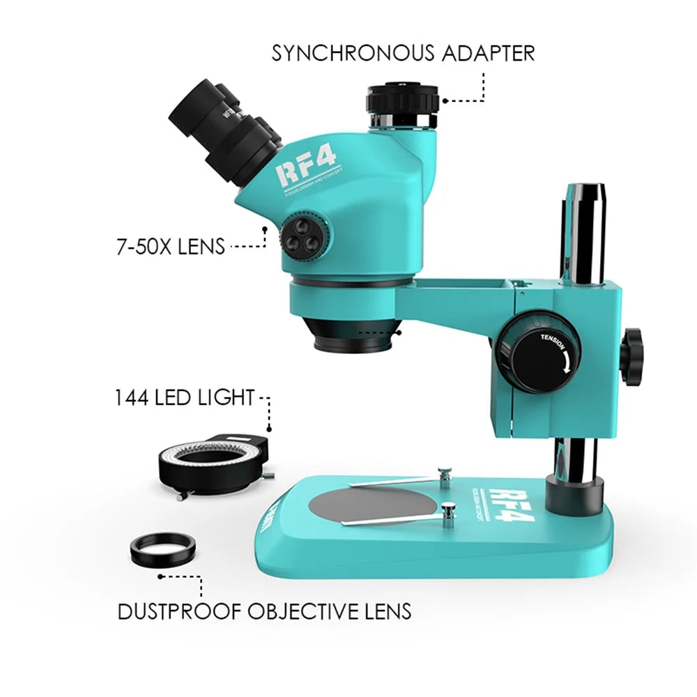RF4 RF7050TV Trinocular Microscope 7X-50X Continuous Zoom Synchronous Focusing Phone Repair Microscope - 3