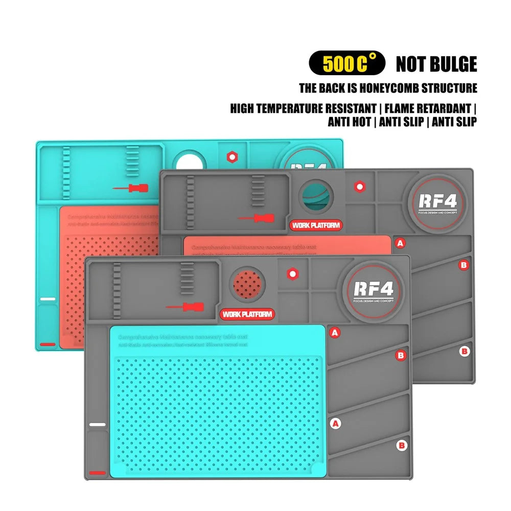 RF4 RF-PO2 Microscope Maintenance Mat Phone Repair Platform Dual Layer Heat Insulated Pad - Green+Red - 3
