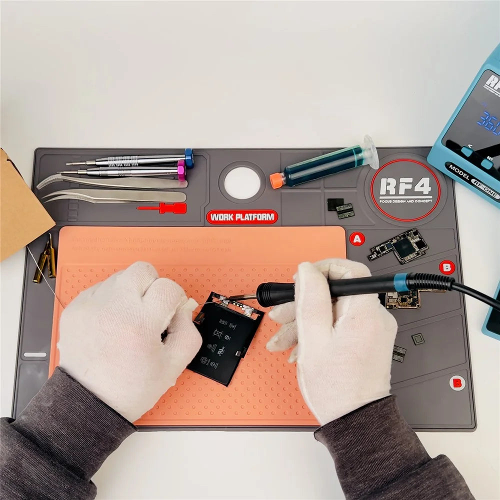RF4 RF-PO2 Microscope Maintenance Mat Phone Repair Platform Dual Layer Heat Insulated Pad - Green+Red - 5