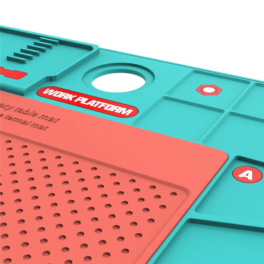 RF4 RF-PO2 Microscope Maintenance Mat Phone Repair Platform Dual Layer Heat Insulated Pad - Green+Red - 7